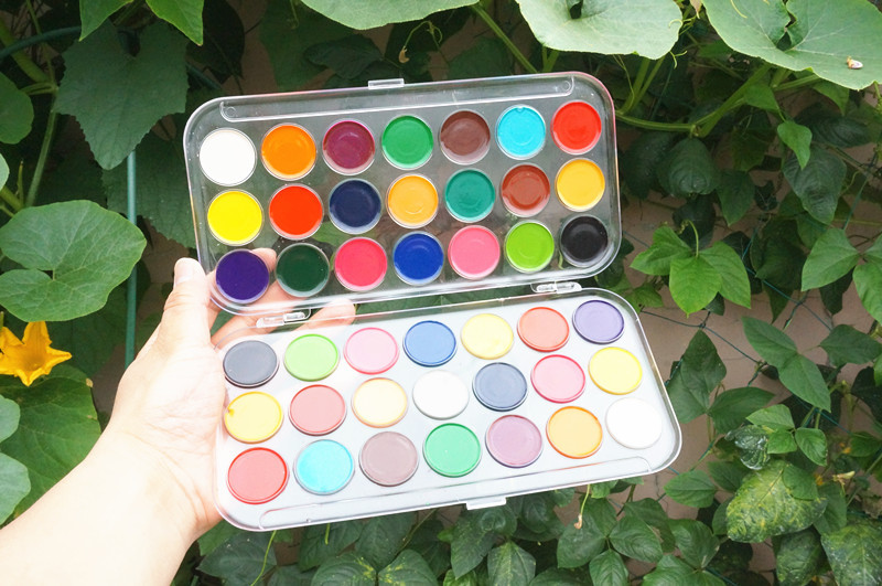 半干儿童画画美术diy涂鸦水粉颜料丙烯颜料42色半干半固体颜料