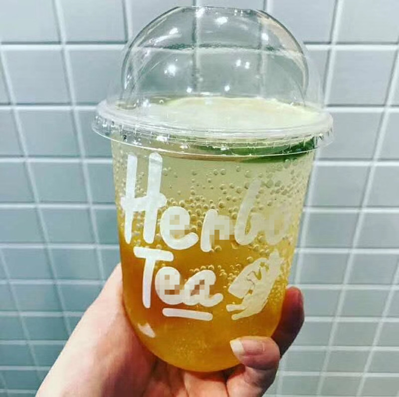 奶茶饮品店一次性pp环保95mm口径圆底熊猫网红塑料杯可定制logo