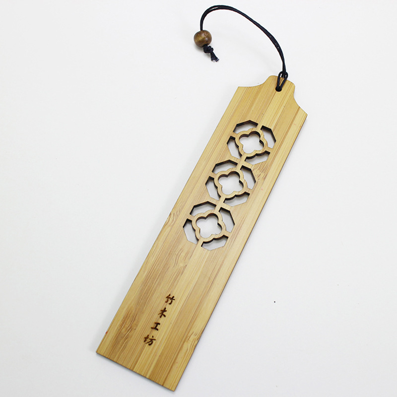 镂空窗棂书签创意竹质雕刻书签公司馈赠定制雕刻logo厂家批发定制