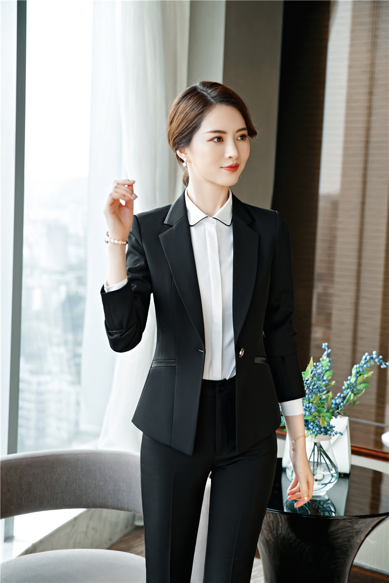 yls1419秋冬职业套装女销售职场白领长袖西装女行政正装/一件代发