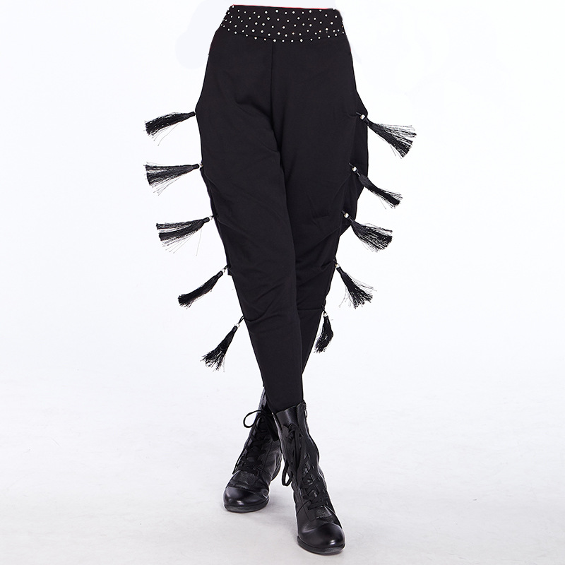 水兵舞裤子流苏裤2020新款夏季广场舞全新跳舞裤子哈伦裤显瘦红色