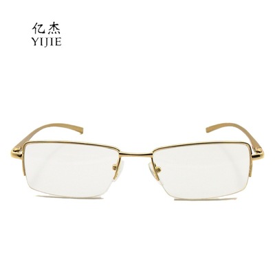 眼镜厂家半框平光镜树脂平光铝镁金色男女通用半框架平光眼镜批发