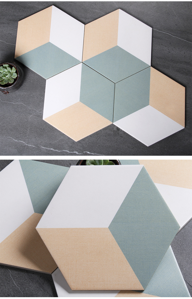 北欧简约瓷砖水泥砖六角砖浴室阳台厨房卫生间墙砖地砖六边形花砖