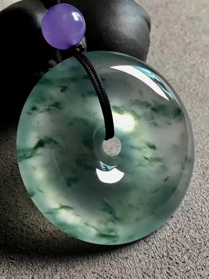 翡翠玉冰种饱满通透起光玻璃种翡翠飘花平安扣