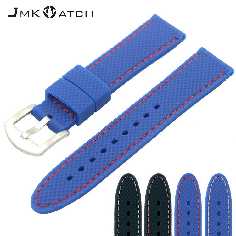 跨境硅胶表带 男女防水现货批发网格手表硅胶带厂家直销表带