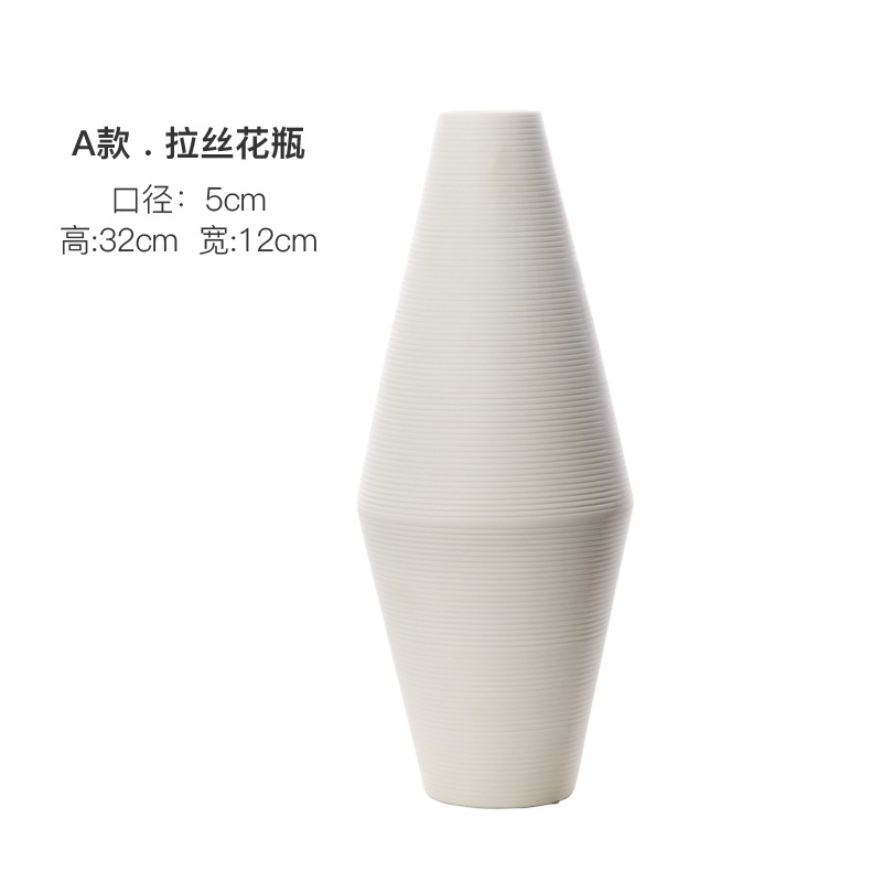 Jingdezhen Ceramic European Zen Simple Brushed Vase Three-Piece Home Soft Bed & Breakfast Vase Decoration Wholesale