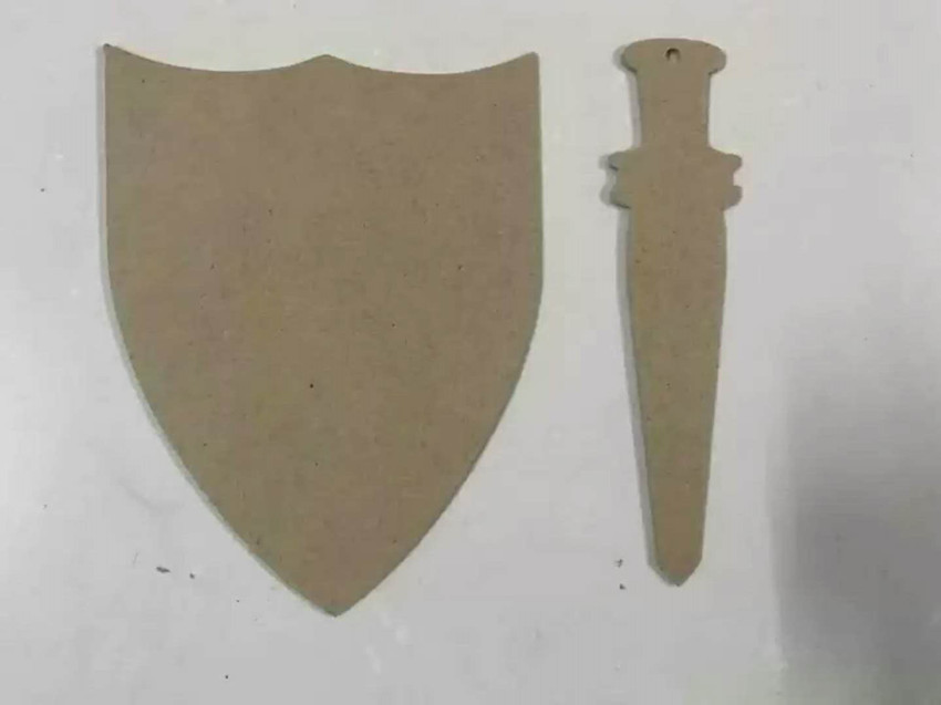 古代兵器 剑和盾 创意手工白坯粘土底板彩泥模具木板美术画材