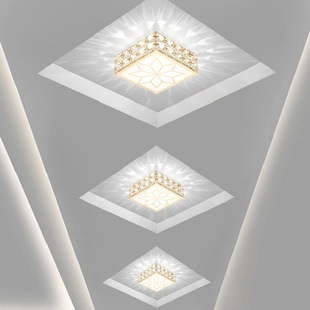 客厅灯led走廊灯玄关灯筒灯水晶天花灯方形现代菱形吊顶过道射灯