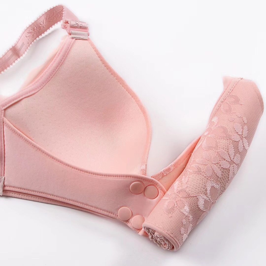 新款无痕无钢圈哺乳文胸罩女士前开扣薄款防下垂产后孕妇喂奶内衣