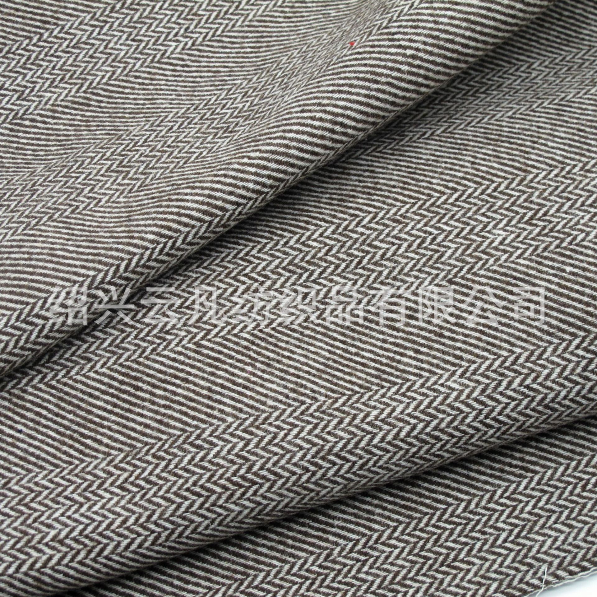 工厂直销 羊毛人字纹面料 加厚双面人字大衣呢