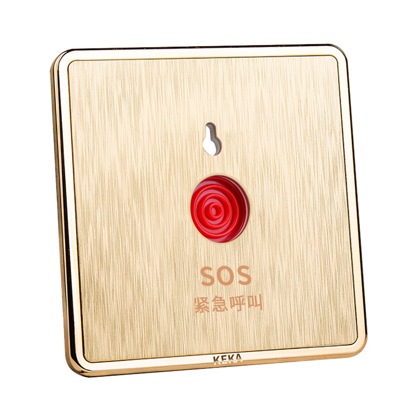 镀金香槟金拉丝86型墙壁sos消防紧急报警开关面板 紧急按钮