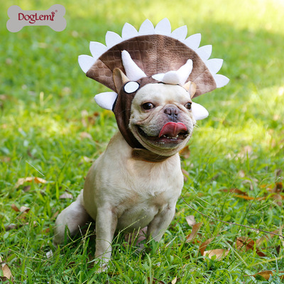万圣节日帽子头巾狗狗三角龙宠物头套 法斗牛金毛三角恐龙变身装