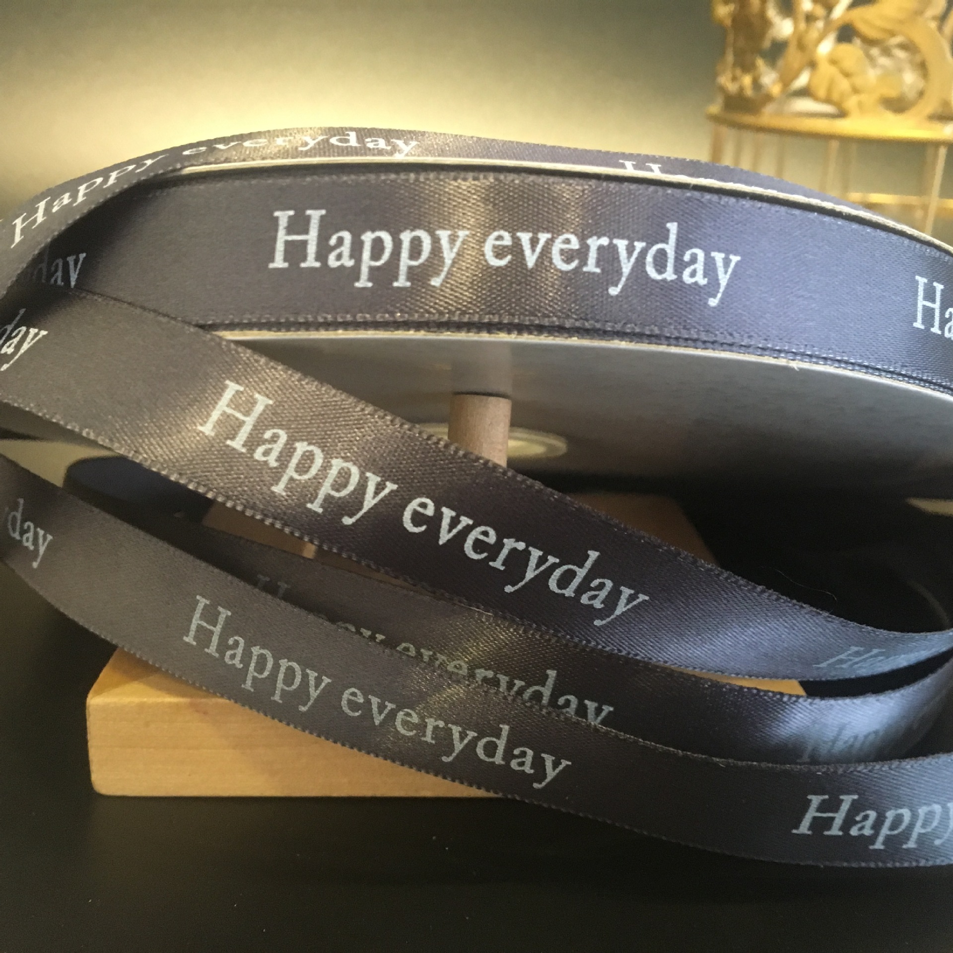 5cm丝绸带涤纶印刷带英文字母花艺happyeveryday - 阿里巴巴