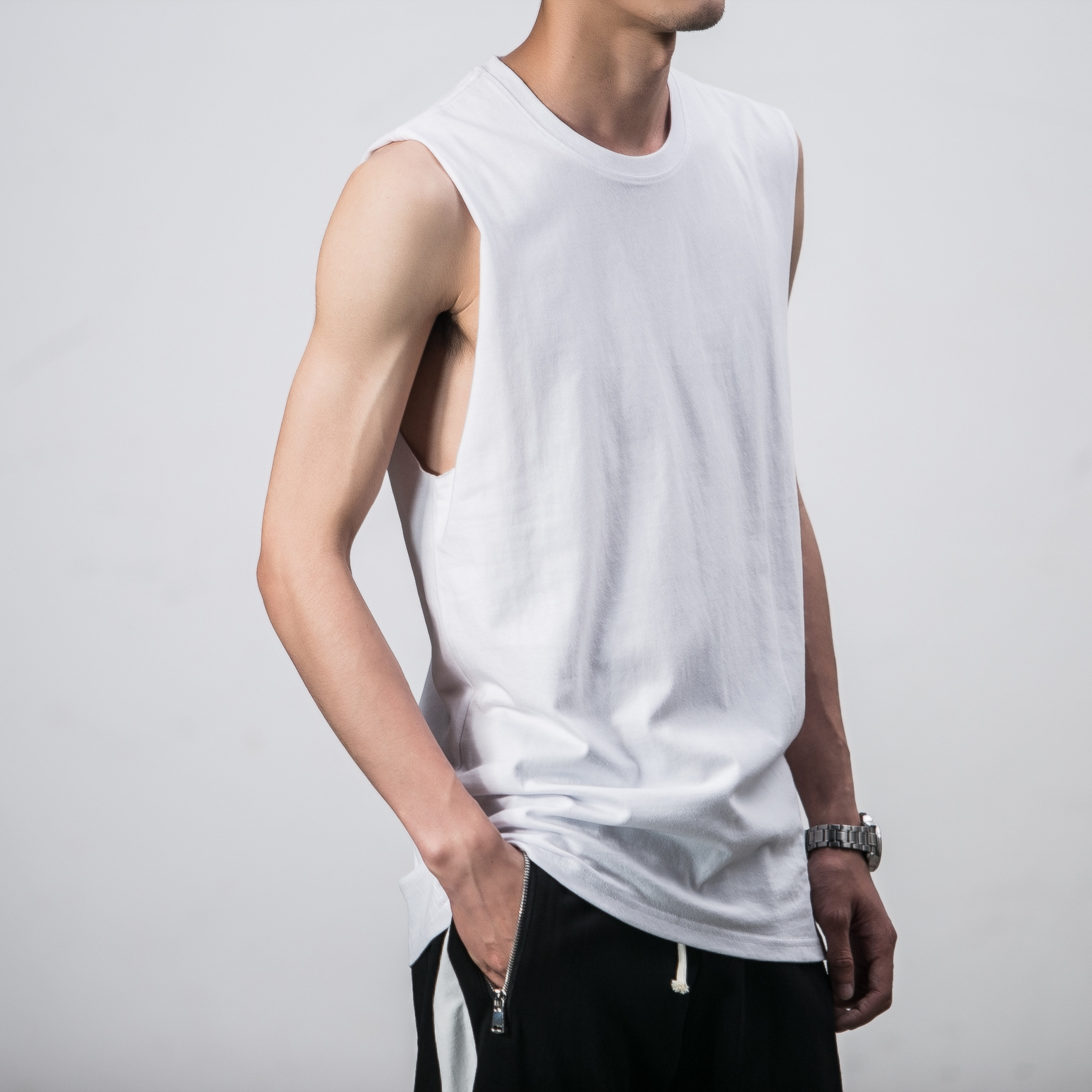 fusionloop原创欧美高街美夏季圆领无袖t恤男士日常休闲跑步潮t