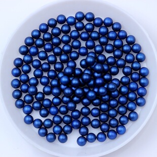宝蓝色12日系亚光珍珠美甲饰品钻圆形彩色珍珠百搭款甜美手工材料