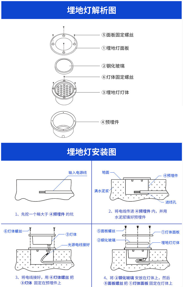 广场地埋灯安装示意图图片