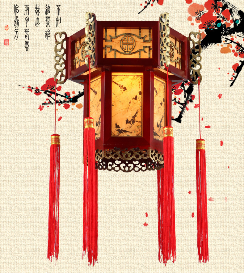 现代新中式复古吊灯木艺灯笼吊灯过道灯书房餐厅吊灯茶楼装饰宫灯