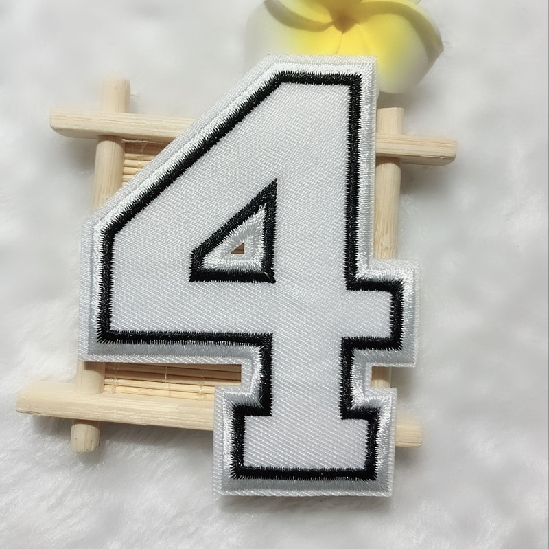 白色数字编号组合刺绣布贴 比赛球衣衣服辅料补丁贴diy棒球帽子贴
