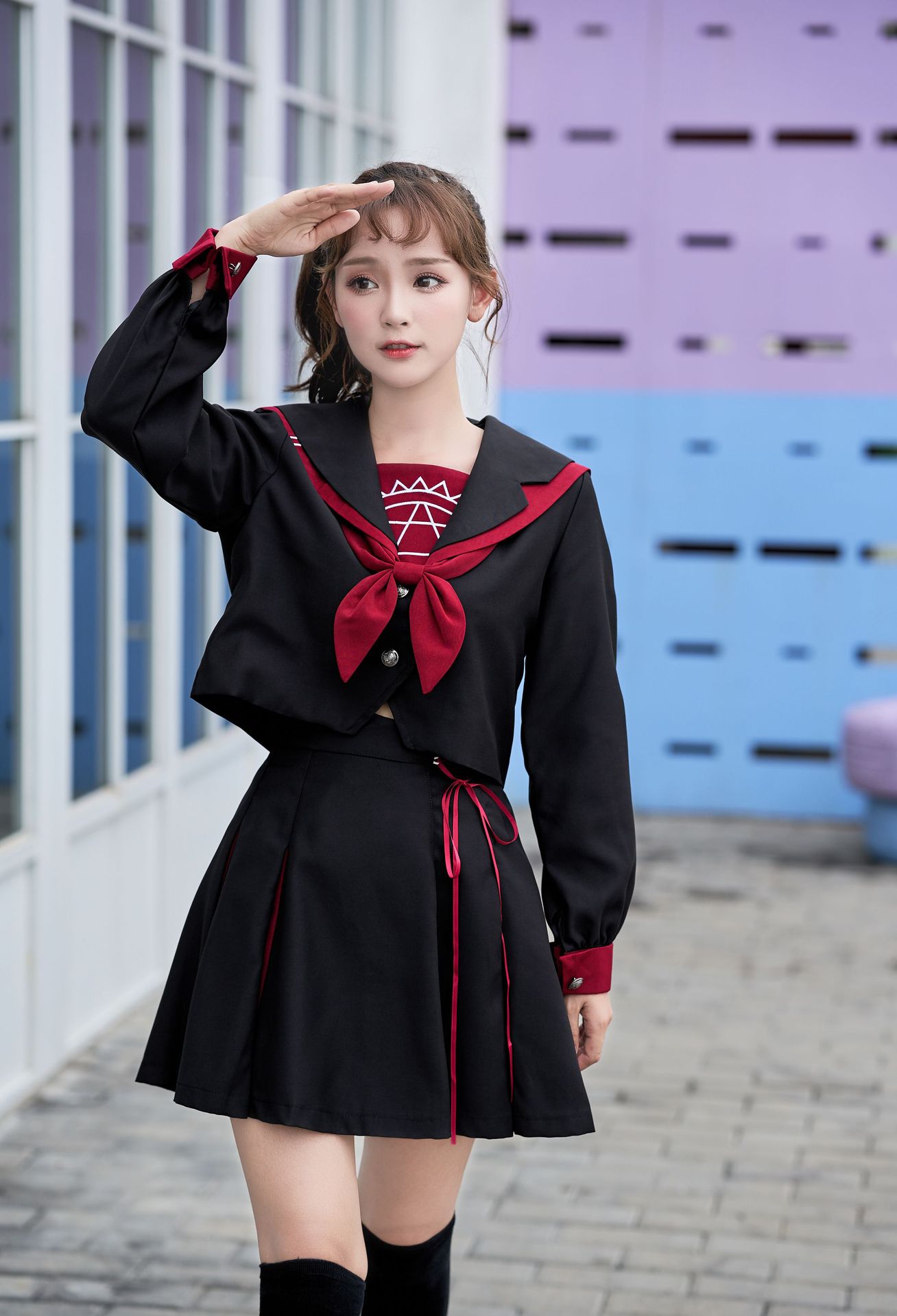 日系jk制服学生校班服学院风软妹cos暗黑水手服长袖套装