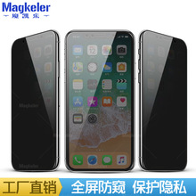 适用iPhone11proMax防窥膜苹果X全屏高清Xr钢化膜8/7/6plus手机膜