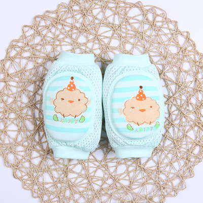 糖果色卡通小鸡图案护膝外出透气学爬学走柔软防摔护膝四季薄款