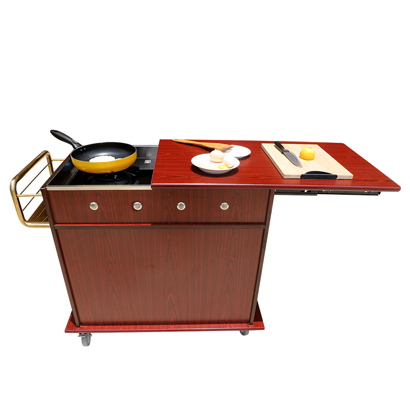 酒店多功能移动餐车双头煮鲍鱼餐车车房车家用小吃车早餐小推车