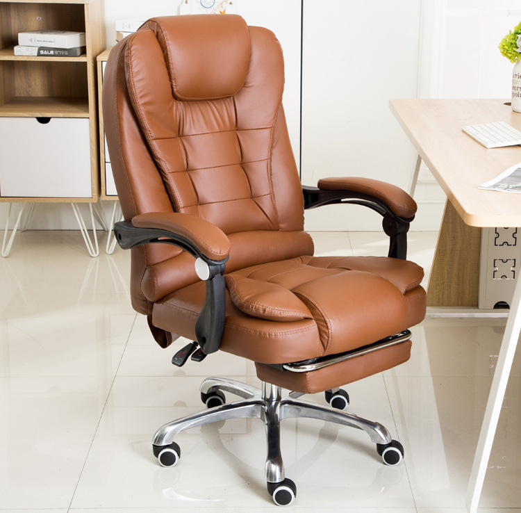 Computer Chair Office Chair Lazy Learning Massage Chair Executive Chair Reclinable Home Footrest Leather Chair Ergonomic Swivel Chair