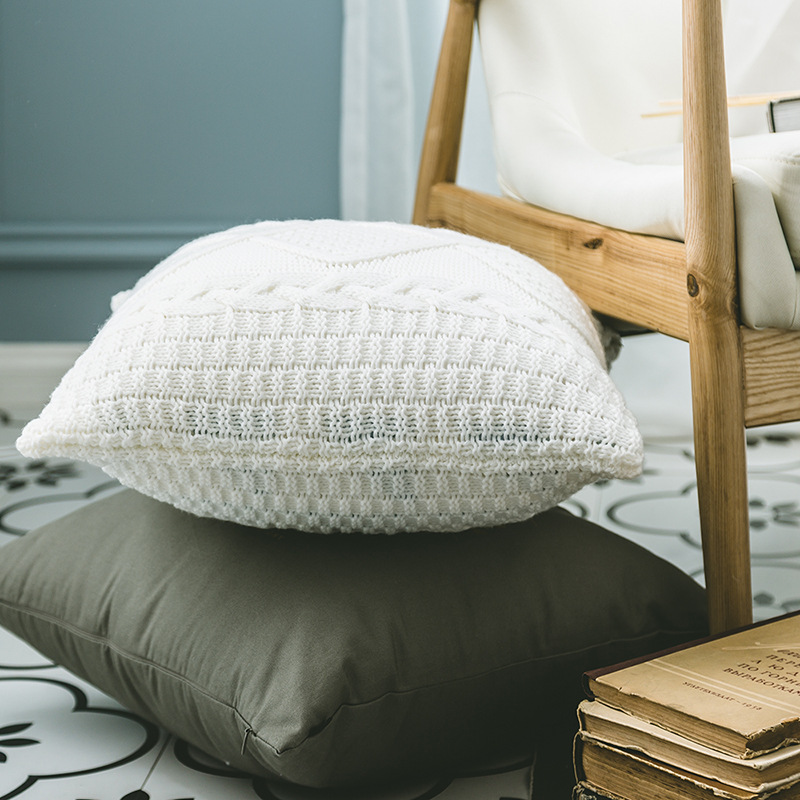 Tiya Rhombus Knitted Pillow Home Soft Decoration Accessories Pillow Cover Nordic Photography Props without Core