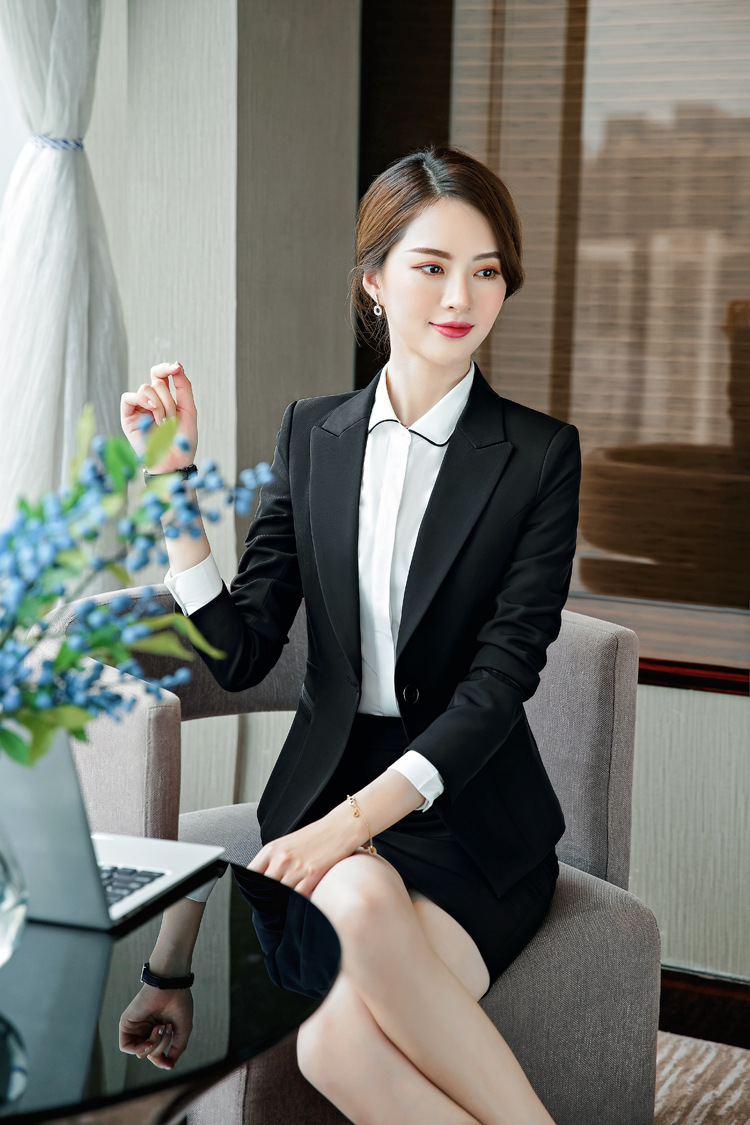 2018秋冬新款女职业装单扣套装配裤 时尚修身显瘦女商务正装批发