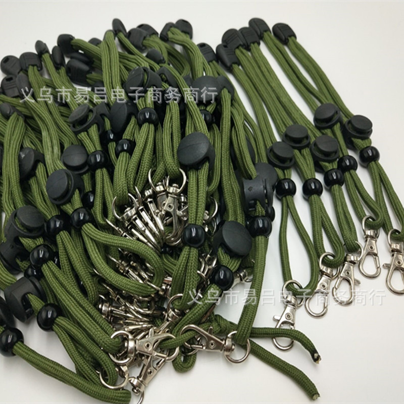 销售军绿色圆可调节手电筒甩棍包包龙虾扣手腕绳 尼龙潜水挂绳