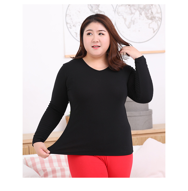 双12促销优惠价-大码胖mm打底衫肥妹200斤保暖上衣长袖