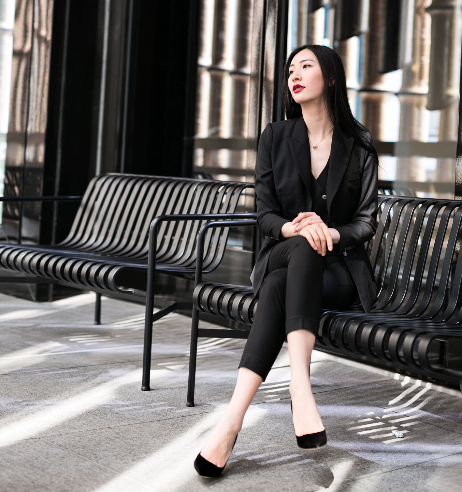 2018秋冬明星同款黑色西装套装小香风英伦风职业西服马甲三件套女