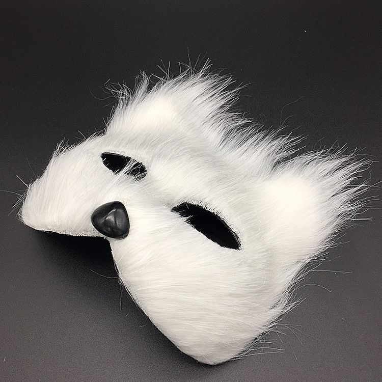 万圣节白聊斋狐狸面具 化妆舞会半脸猫脸面具派对写真拍摄道具