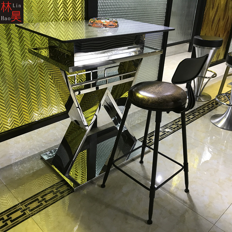 厂家定做酒吧散台 ktv不锈钢站台 清吧大厅大理石桌面吧台家具