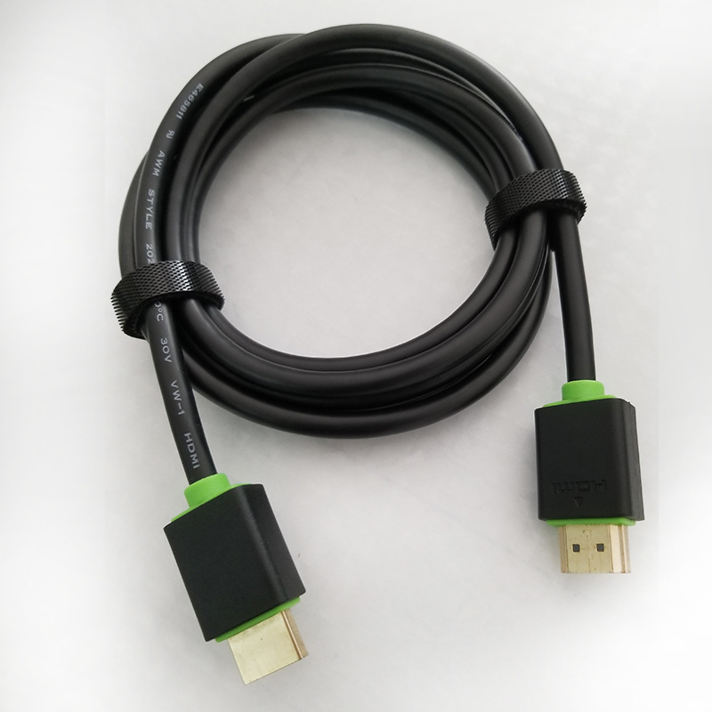 工厂现货供应hdmi高清转接线黑色纯铜带绿芯小方形双色模高清线