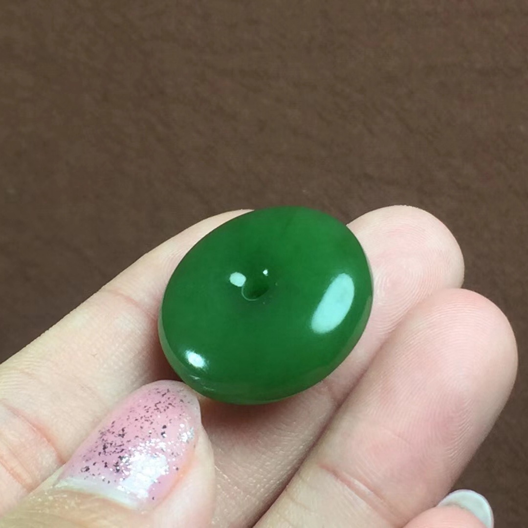 和田玉玉器老坑俄罗斯碧玉阳绿色平安扣天然细腻料子真玉配证书