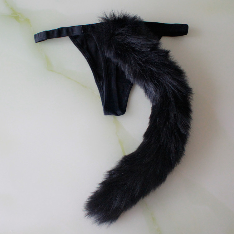 性感 狐狸尾巴内裤丁字裤 棉质裤子仿真狐狸毛绒尾巴情趣内衣