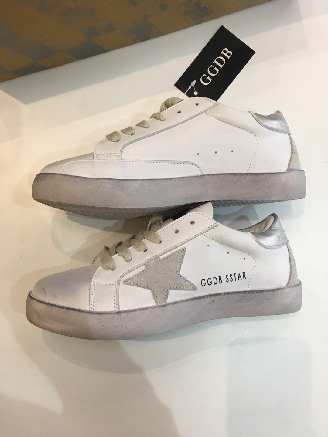 真标原盒韩国ggdb做旧星星小脏鞋女百搭韩版真皮休闲鞋平底板鞋女