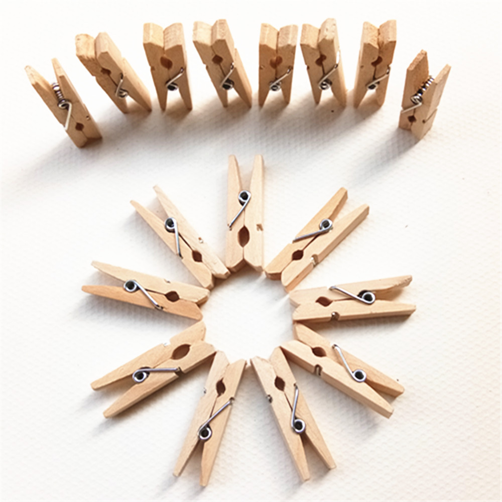 5cm迷你木夹子 本色相片夹/方便实用便签夹 麻绳搭配 原色木夹