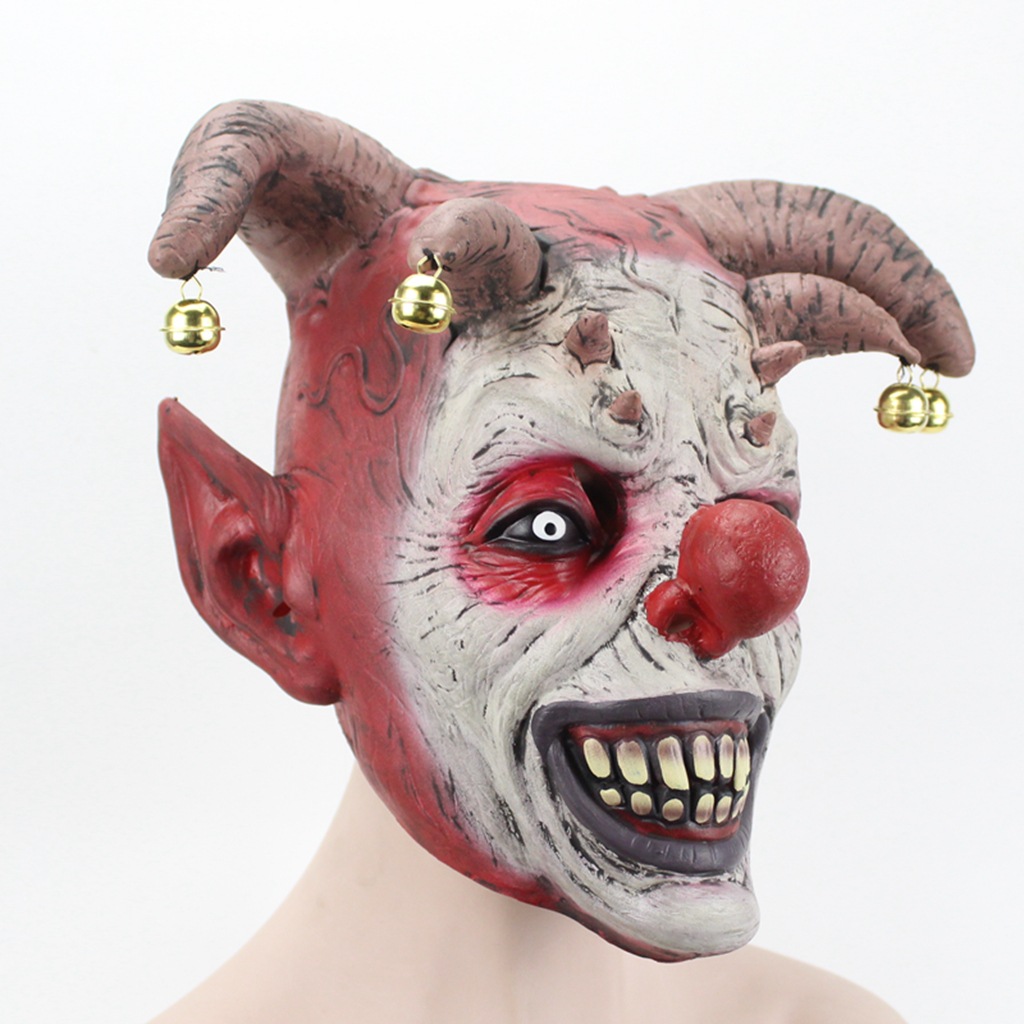 恐怖铃铛小丑面具 外贸热卖面具乳胶材质万圣节面具 现货出售