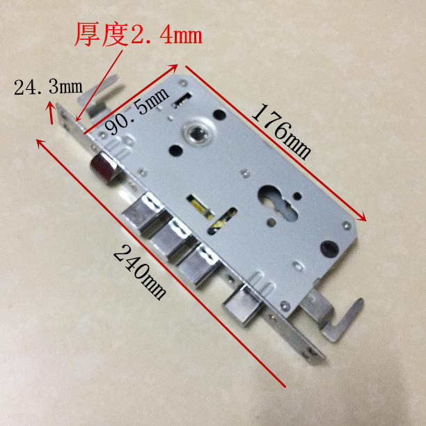 1#带勾大锁体 防盗门天地锁插芯执手锁多舌锁体 锁具配件
