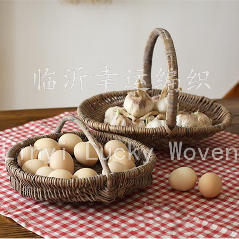 Shandong Factory Exclusive Supply Wicker Bread Basket Clean and Environmentally Friendly Egg Food Basket Kitchen Vegetable Basket Non-Rattan