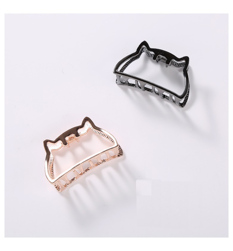 韩国甜美金属猫咪抓夹可爱简约中号发抓发夹子夹头发卡子成人头饰