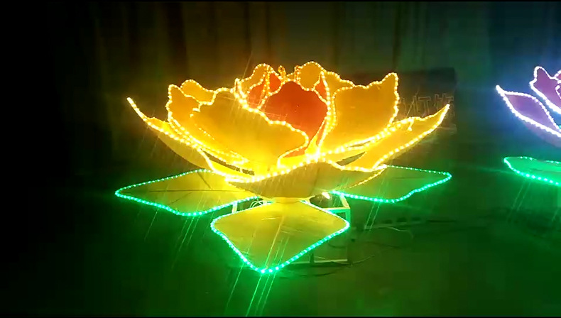 牡丹花灯电动开合花灯公园亮化景观灯动感花灯仿真花灯