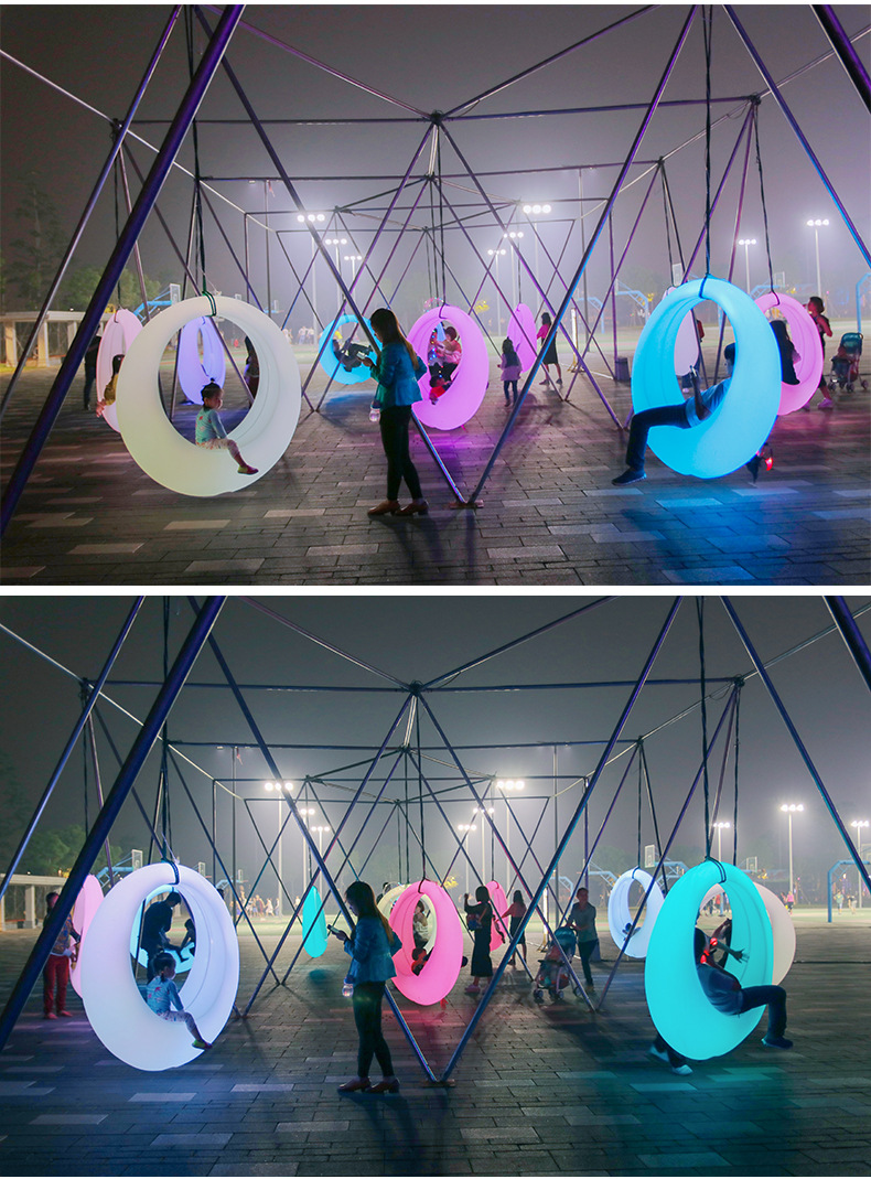 led发光秋千 七彩秋千 户外发光跷跷板 户外景观灯 公园装饰灯
