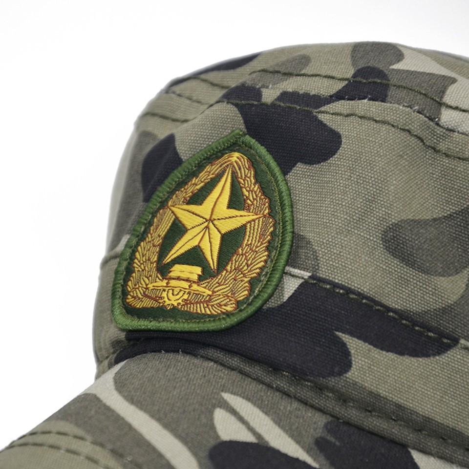 跨境速卖通一件代发 迷彩五角星棒球帽子刺绣男徽章纯棉平顶帽子