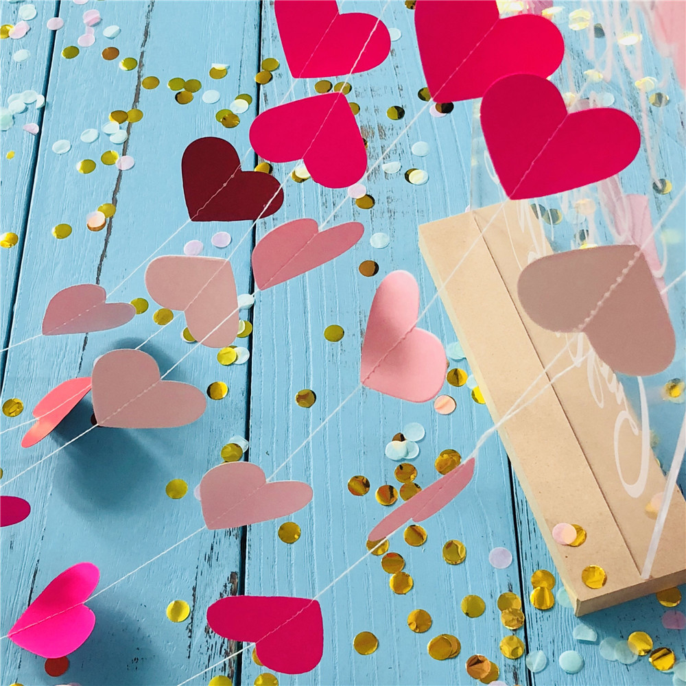 1m长 婚礼拉花七彩卡片爱心纸拉花贸婚庆纸拉花 生日纸串片拉花