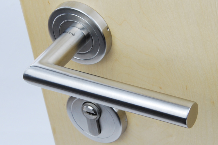 304不锈钢分体式室内门锁执手 直角拉手卧室锁 房间木门门锁把手