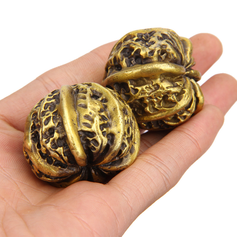 铜核桃手把玩件文玩核桃健身球送长辈老人按摩手球一对礼品