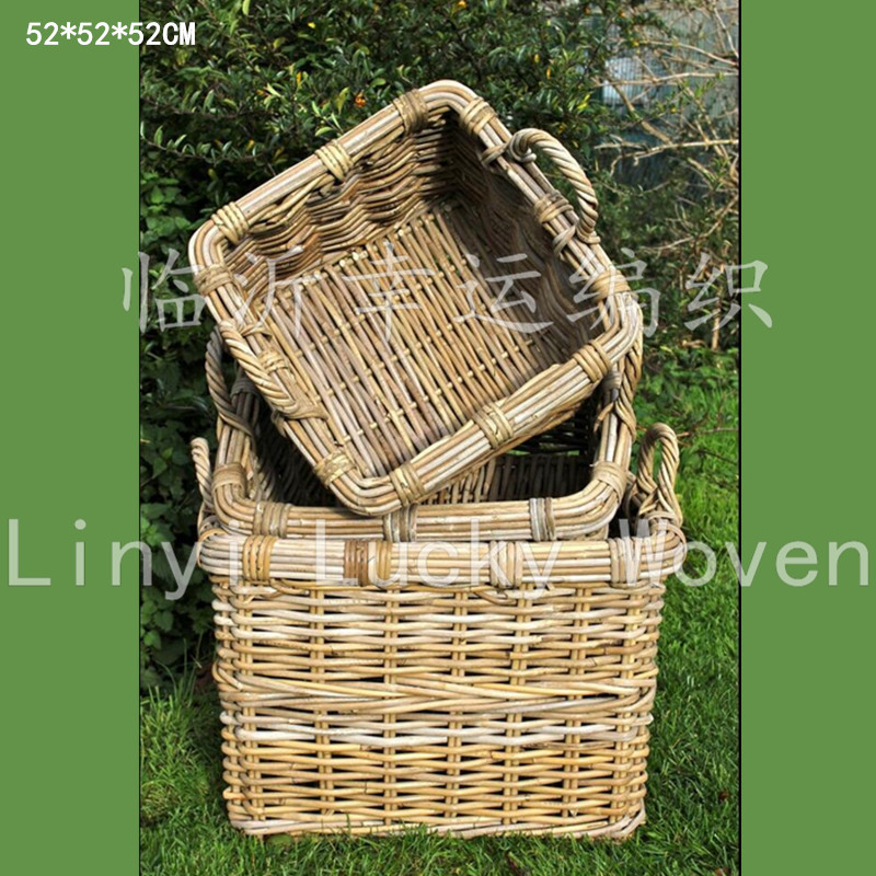 Manufacturers Make High Quality Oversized Wicker Square Garden Gardening Basket Non-Rattan Garden Tool Cart Solid